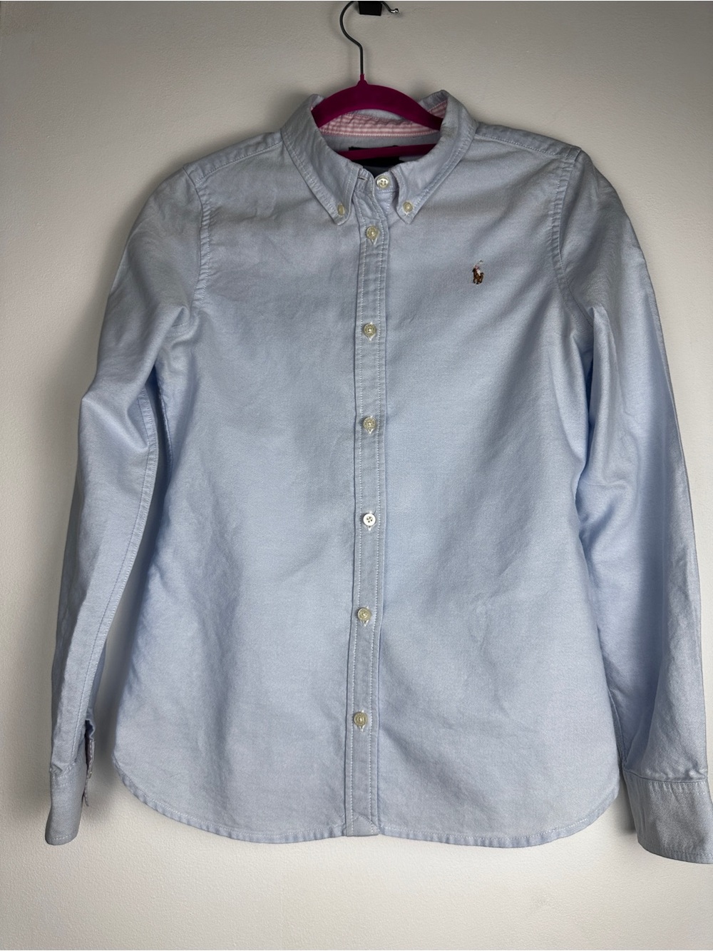 Ralph Lauren Blue Oxford Button Down Shirt Pony Logo Size 14